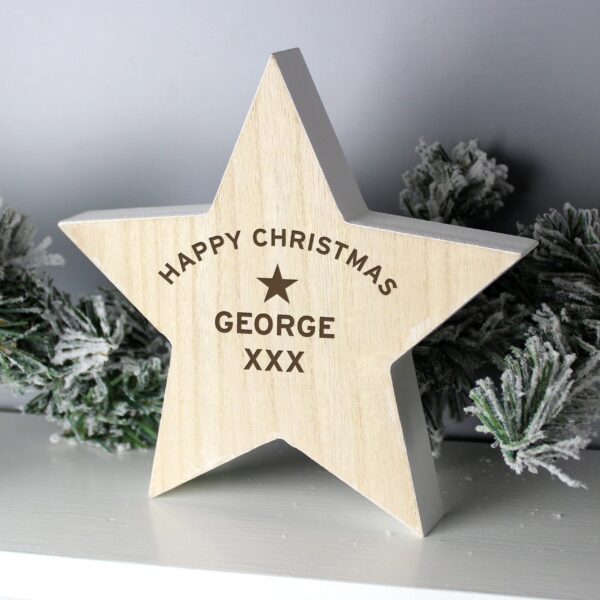 Personalised Rustic Wooden Star Decoration: 2 - Ornaments By Gift Moments