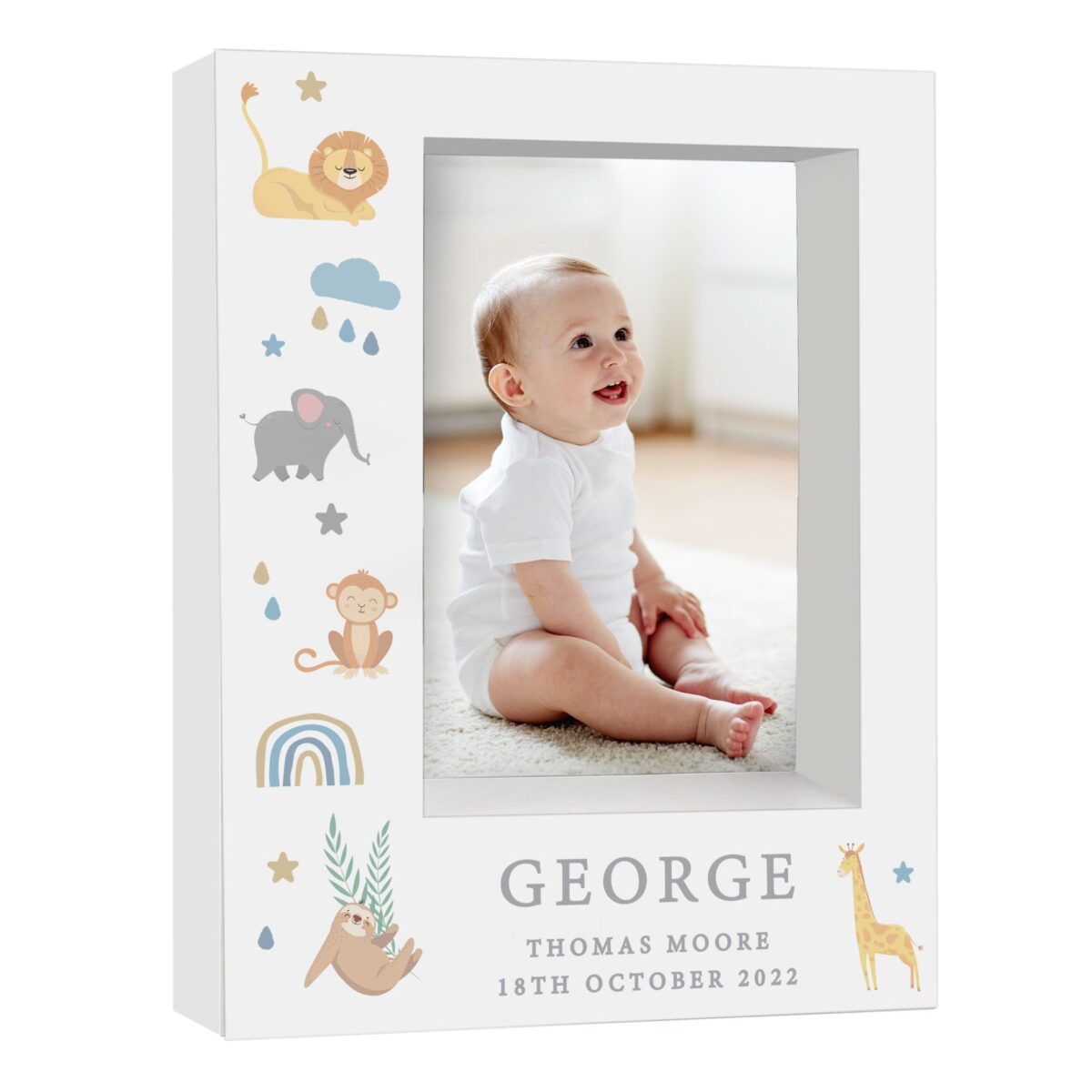 Personalised Safari Animals 5x7 Box Photo Frame: 4 - Photo Frames By Gift Moments