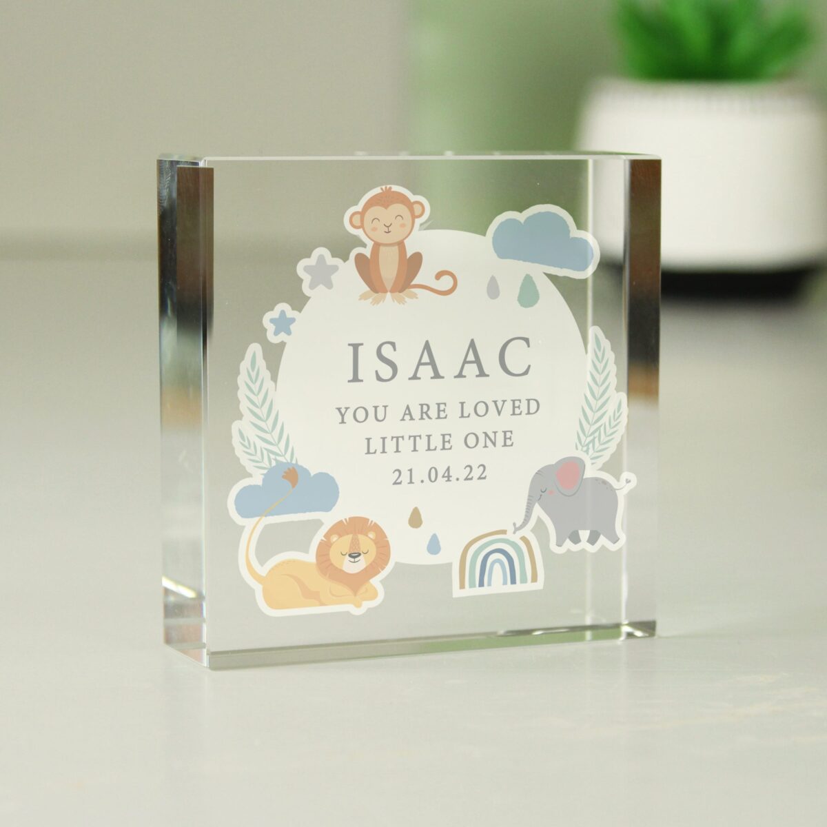 Personalised Safari Animals Crystal Token: 4 - Crystal Tokens By Gift Moments