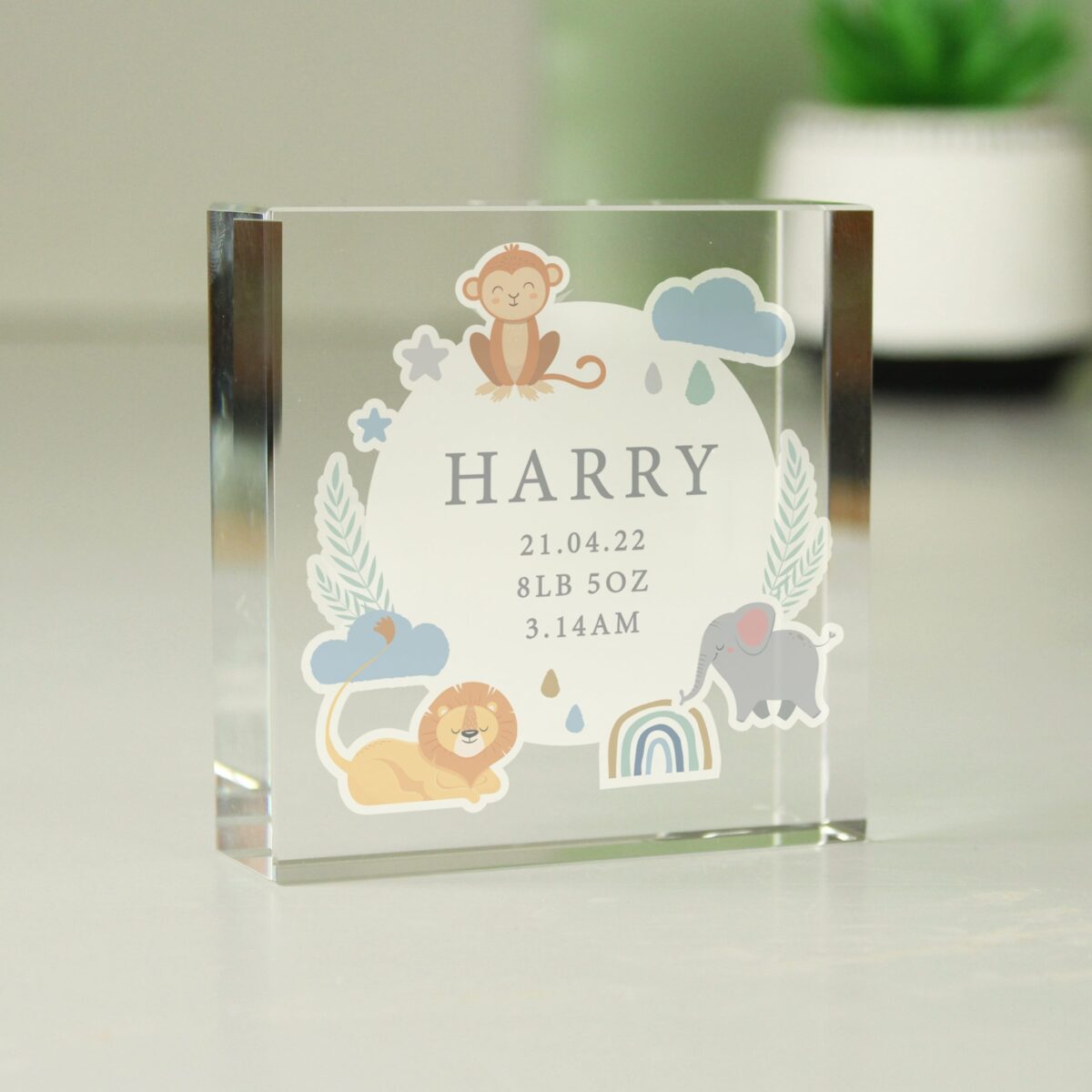 Personalised Safari Animals Crystal Token: 2 - Crystal Tokens By Gift Moments