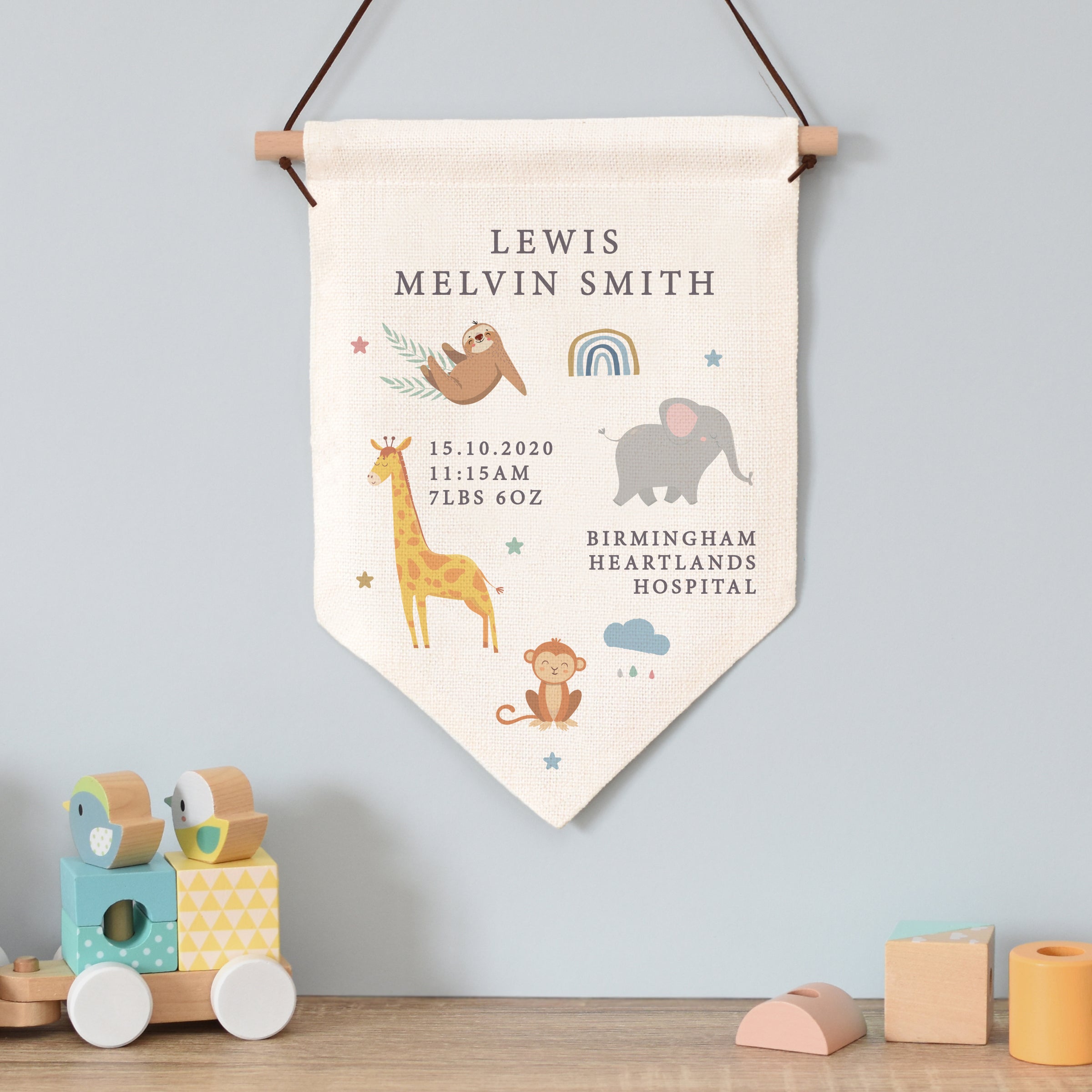 Personalised Safari Animals Hanging Banner: 1 - Decorations By Gift Moments
