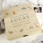 Personalised Safari Animals Large Wooden Keepsake Box: 1 - Keepsake Boxes By Gift Moments