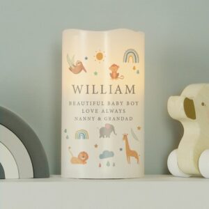Personalised Safari Animals LED Candle: 3 - LED Lighting By Gift Moments