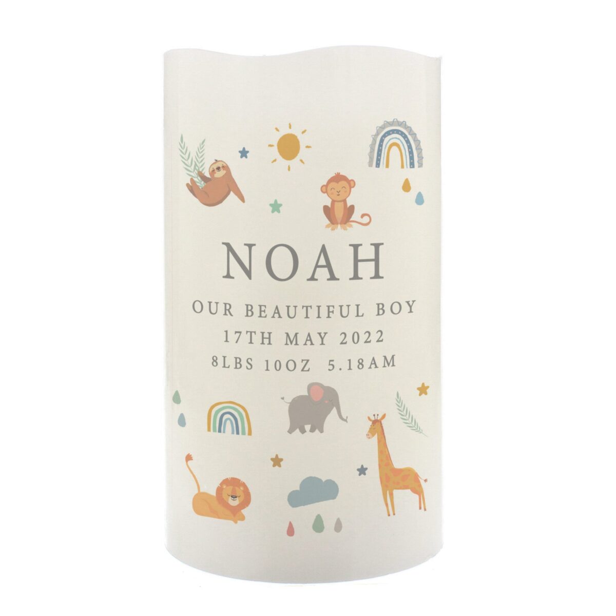 Personalised Safari Animals LED Candle: 5 - LED Lighting By Gift Moments