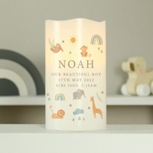 Personalised Safari Animals LED Candle: 1 - LED Lighting By Gift Moments