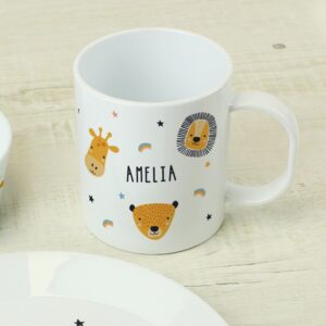 Personalised Safari Animals Plastic Childrens Breakfast Set: 7 - Tableware By Gift Moments