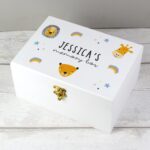 Personalised Safari Animals White Wooden Keepsake Box: 1 - Keepsake Boxes By Gift Moments
