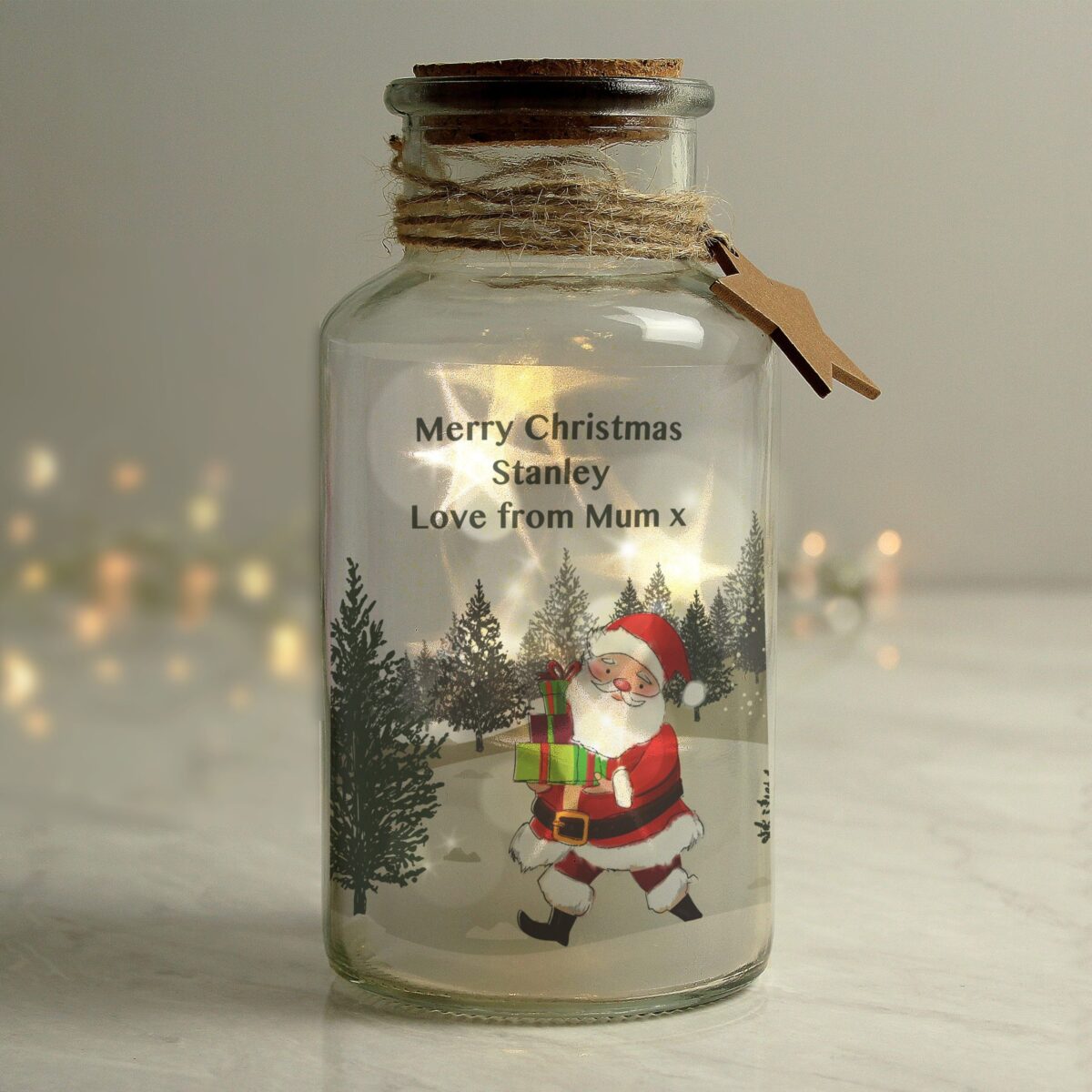 Personalised Santa LED Glass Jar: 3 - LED Lighting By Gift Moments