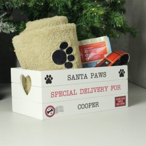 Personalised Santa Paws White Wooden Crate: 2 - Storage By Gift Moments