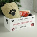 Personalised Santa Paws White Wooden Crate: 1 - Storage By Gift Moments