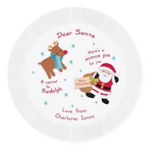 Personalised Santa & Rudolph Christmas Eve Mince Pie Plate: 3 - Christmas Decorations By Gift Moments