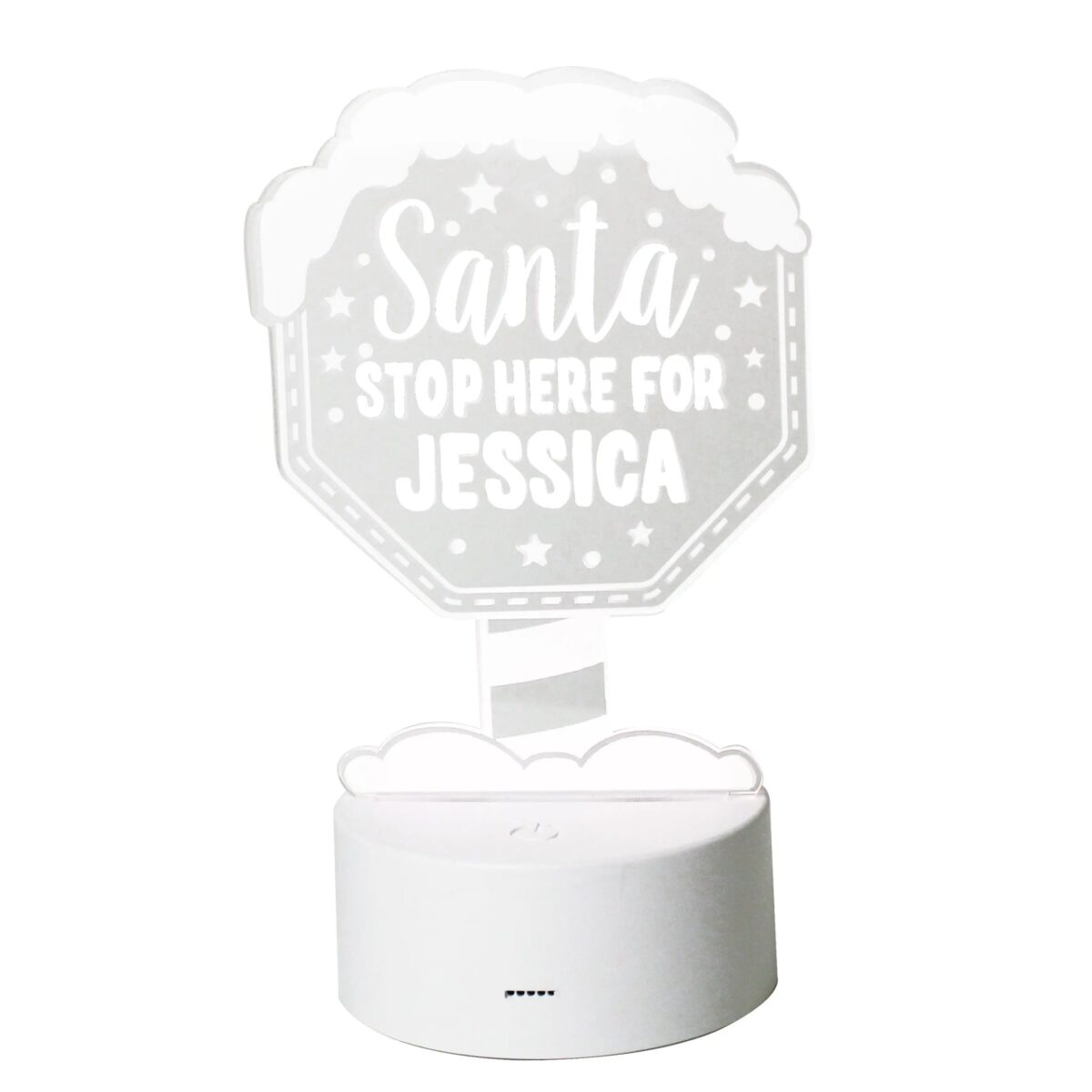 Personalised santa stop here led colour changing night light