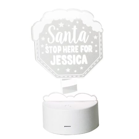 Personalised santa stop here led colour changing night light