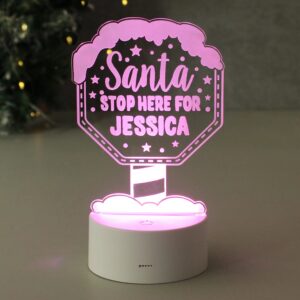 Personalised Santa Stop Here LED Colour Changing Night Light: 3 - LED Lighting By Gift Moments