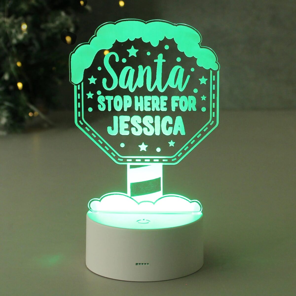 Personalised santa stop here led colour changing night light