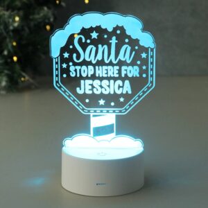 Personalised Santa Stop Here LED Colour Changing Night Light: 5 - LED Lighting By Gift Moments