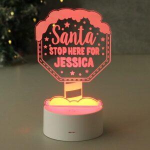 Personalised Santa Stop Here LED Colour Changing Night Light: 6 - LED Lighting By Gift Moments