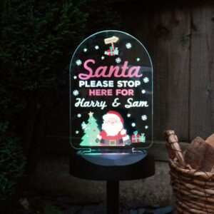 Personalised Santa Stop Here Outdoor Solar Light: 1 - Solar Lights By Gift Moments