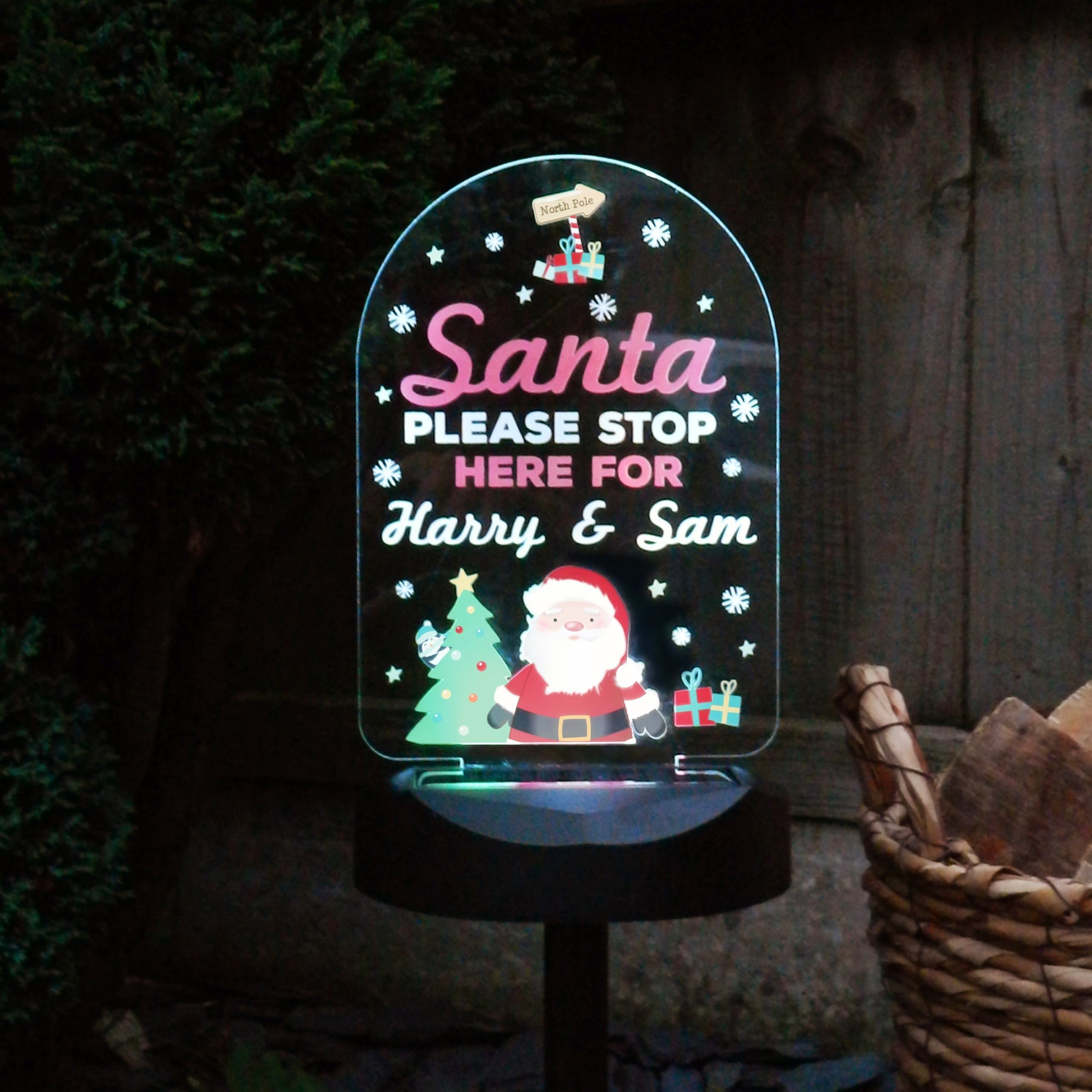 Personalised Santa Stop Here Outdoor Solar Light: 1 - Solar Lights By Gift Moments