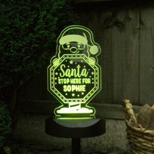 Personalised Santa Stop Here Sign Outdoor Solar Light: 7 - Solar Lights By Gift Moments