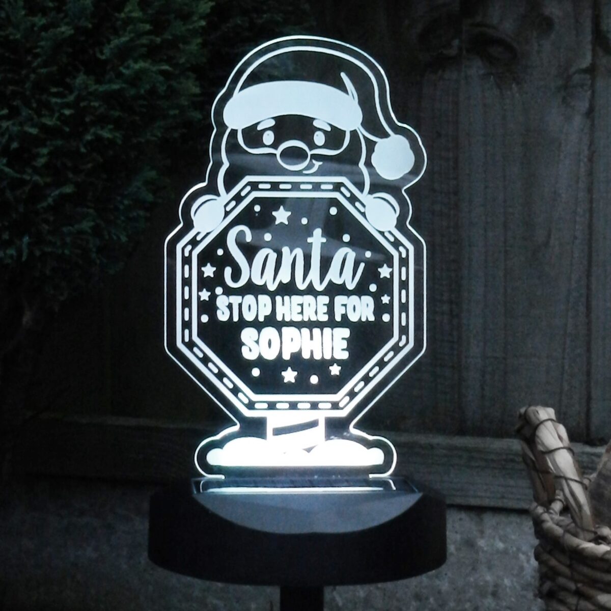 Personalised Santa Stop Here Sign Outdoor Solar Light: 2 - Solar Lights By Gift Moments