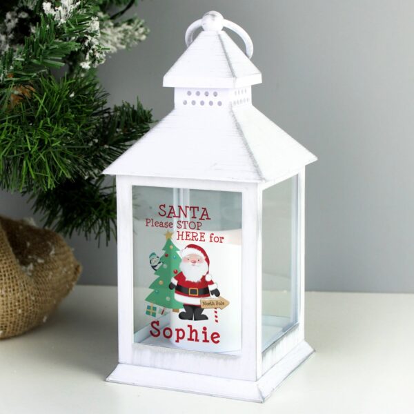 Personalised Santa White Lantern: 1 - LED Lighting By Gift Moments