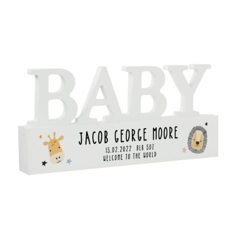 Personalised Scandi Safari Animals Wooden Baby Ornament: 3 - Ornaments By Gift Moments