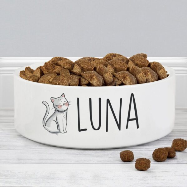 Personalised Scribble Cat 14cm Medium Pet Bowl: 1 - Pet Products By Gift Moments
