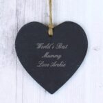 Personalised Script Engraved Slate Heart Decoration: 1 - Decorations By Gift Moments