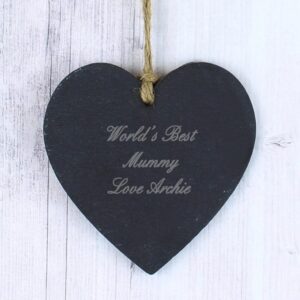Personalised Script Engraved Slate Heart Decoration: 1 - Decorations By Gift Moments