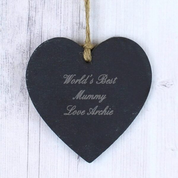 Personalised Script Engraved Slate Heart Decoration: 1 - Decorations By Gift Moments