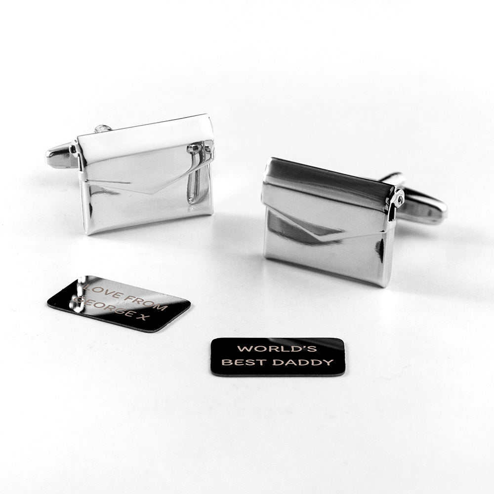 Personalised Secret Message Envelope Cufflinks: 2 - Cufflinks & Tie Slides By Gift Moments