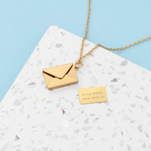 Personalised Secret Message Envelope Necklaces: 4 - Gold - Necklaces By Gift Moments