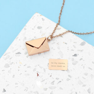 Personalised Secret Message Envelope Necklaces: 6 - Rose Gold - Necklaces By Gift Moments