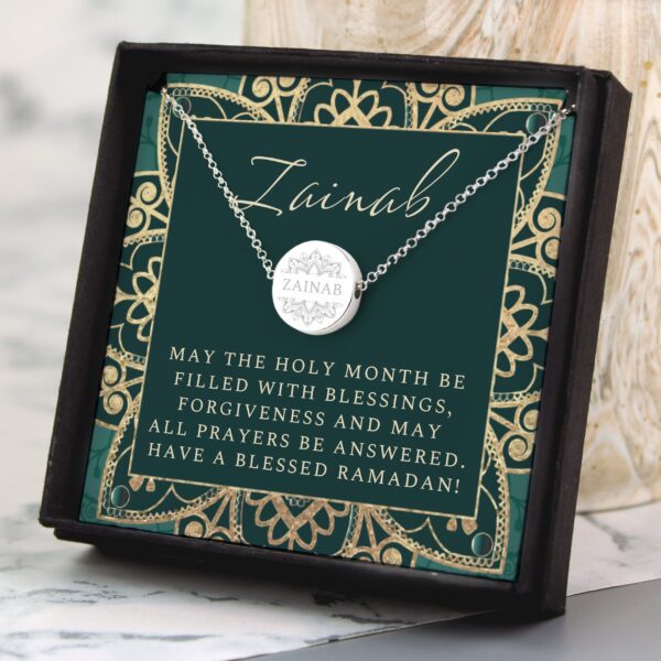 Personalised Sentiment Eid and Ramadan Disc Necklace and Box: 1 - Necklaces By Gift Moments
