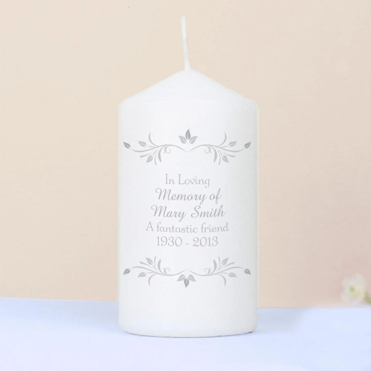 Personalised Sentiments Pillar Candle: 2 - Candles By Gift Moments