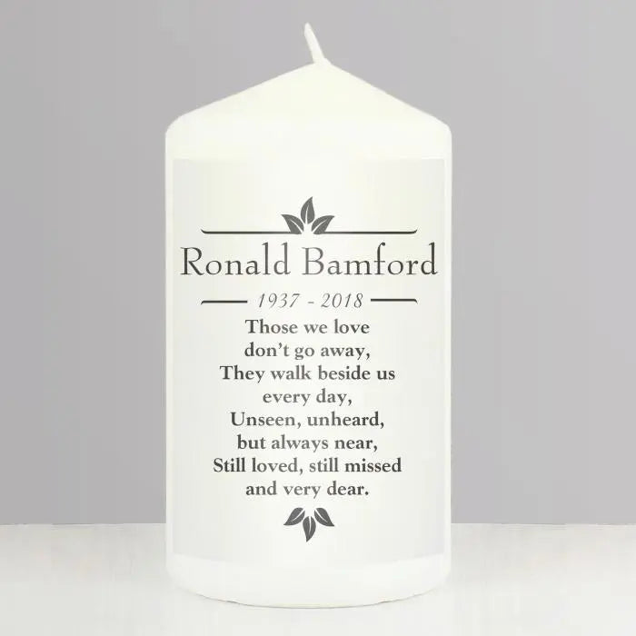 Personalised Sentiments ’Those We Love’ Pillar Candle: 4 - Candles By Gift Moments