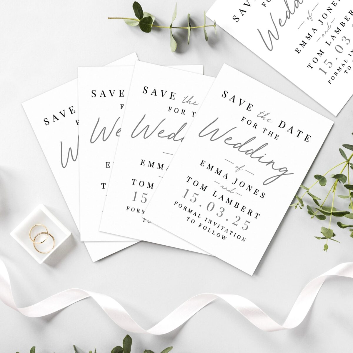 Personalised set 36 wedding save dates