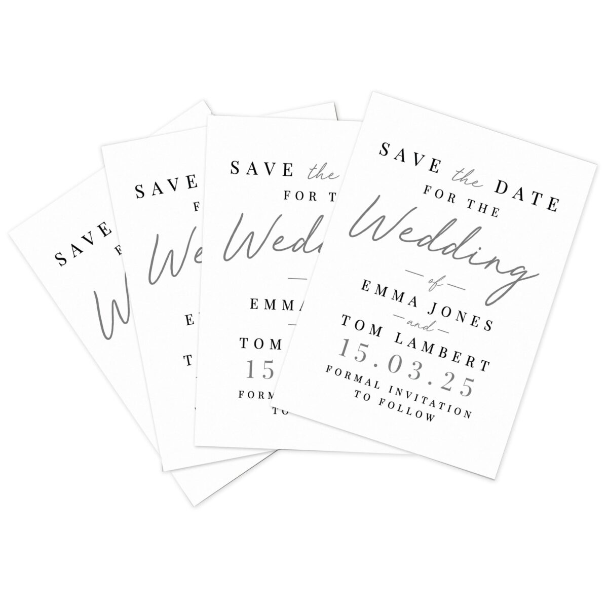Personalised set 36 wedding save dates