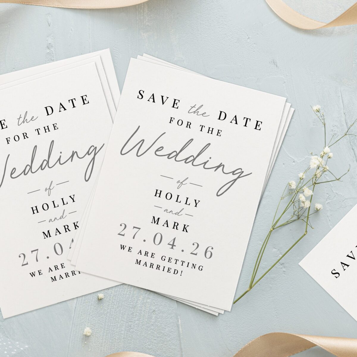 Personalised set 36 wedding save dates
