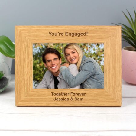 Personalised Short Message 6x4 Landscape Oak Finish Photo Frame: 2 - Photo Frames By Gift Moments