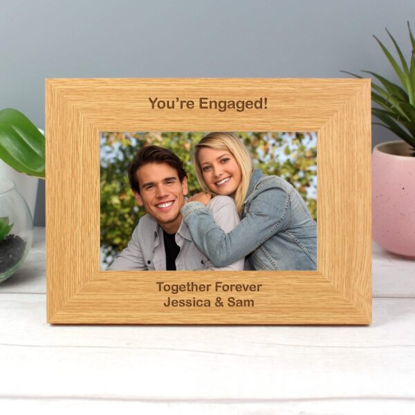 Personalised Short Message 6x4 Landscape Oak Finish Photo Frame: 2 - Photo Frames By Gift Moments