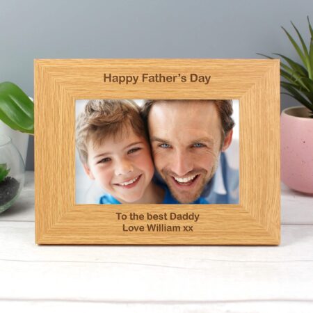 Personalised Short Message 6x4 Landscape Oak Finish Photo Frame: 1 - Photo Frames By Gift Moments