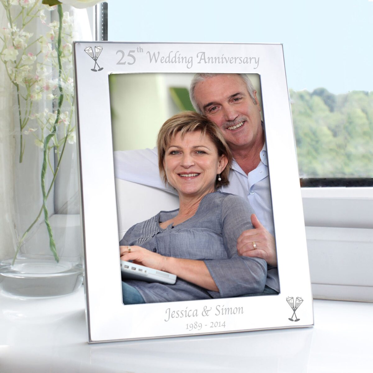 Personalised Silver 5x7 25th Wedding Anniversary Photo Frame: 1 - Photo Frames By Gift Moments