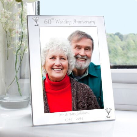Personalised Silver 5x7 60th Wedding Anniversary Photo Frame: 1 - Photo Frames By Gift Moments