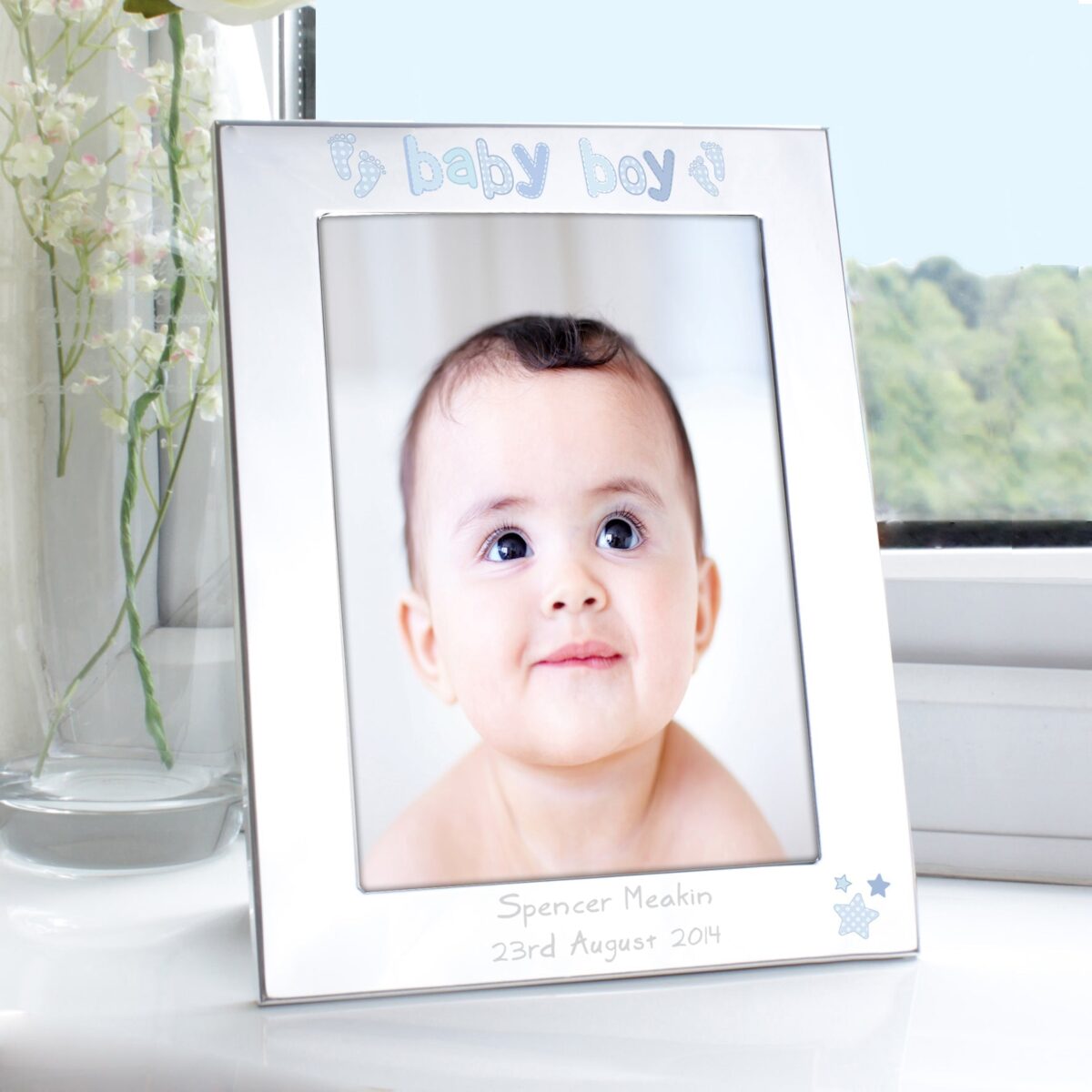 Personalised Silver 5x7 Baby Boy Photo Frame: 1 - Photo Frames By Gift Moments