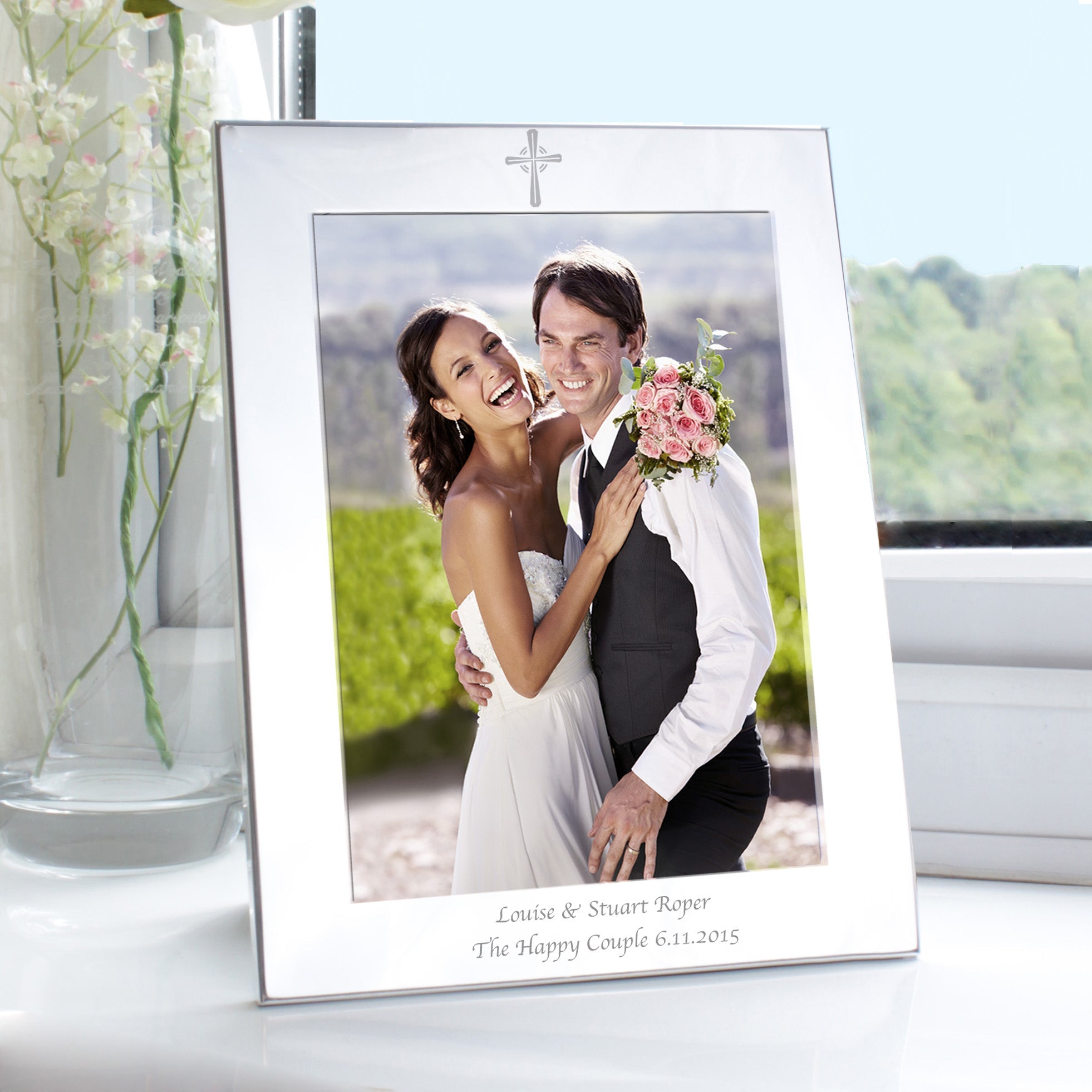 Personalised Silver 5x7 Cross Photo Frame: 1 - Photo Frames By Gift Moments