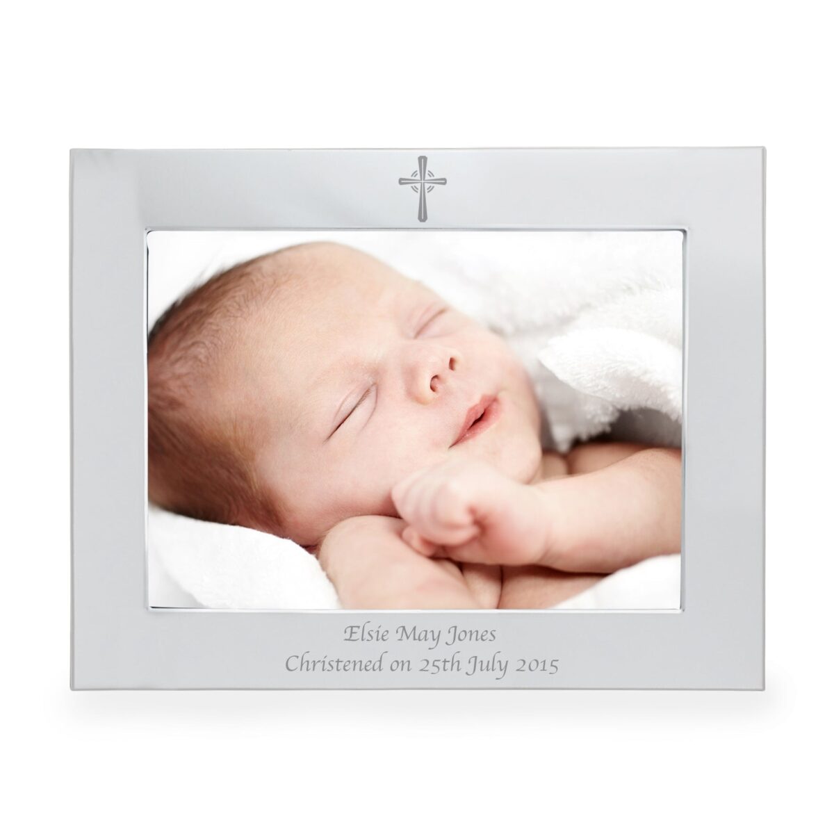 Personalised Silver 5x7 Landscape Cross Photo Frame: 6 - Photo Frames By Gift Moments