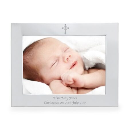 Personalised Silver 5x7 Landscape Cross Photo Frame: 6 - Photo Frames By Gift Moments