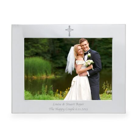 Personalised Silver 5x7 Landscape Cross Photo Frame: 3 - Photo Frames By Gift Moments